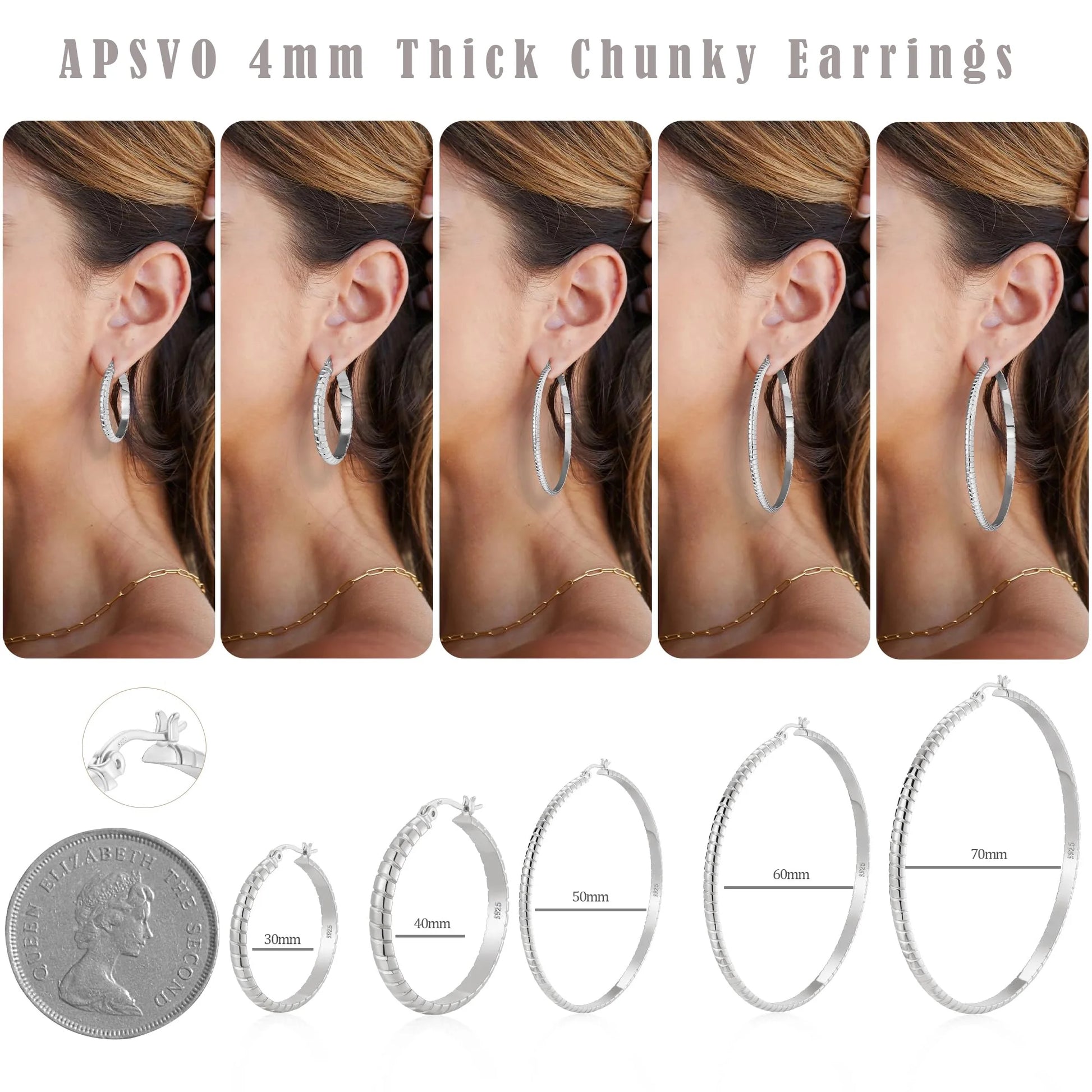 4 Pairs Small Hoop Earrings for Women, Silver Small Cubic Zirconia Huggie Hypoallergenic Earrings Set for Multiple Piercing, Dainty Cartilage Earrings for Women Birthday Christmas Gifts